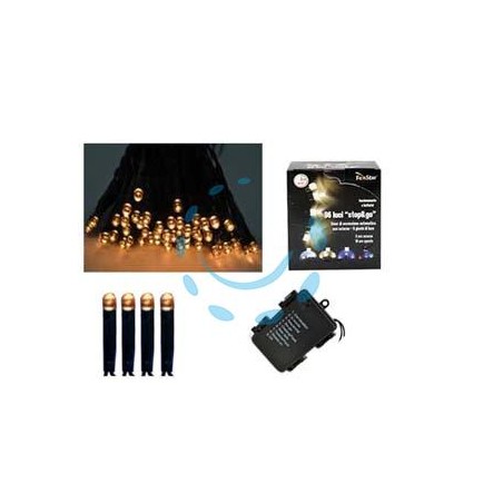 LUCI 120 LED BIANCO CALDO A BATTERIA PER INTERNO CON GIOCO LUCI