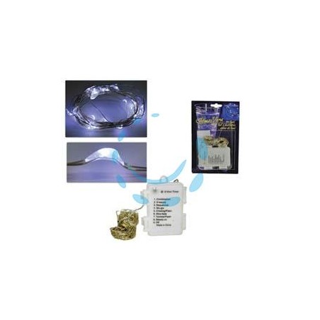 FILO RAME 100 LED BIANCO FREDDO A BATTERIA USO INTERNO CON GIOCO LUCI