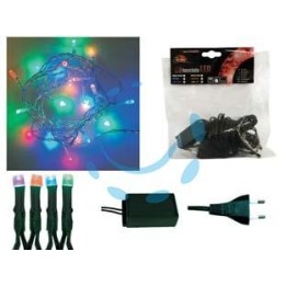 LUCCIOLE A LED MULTICOLOR LUCE FISSA PER INTERNO - 40 led - mt.1,9 + 7,4