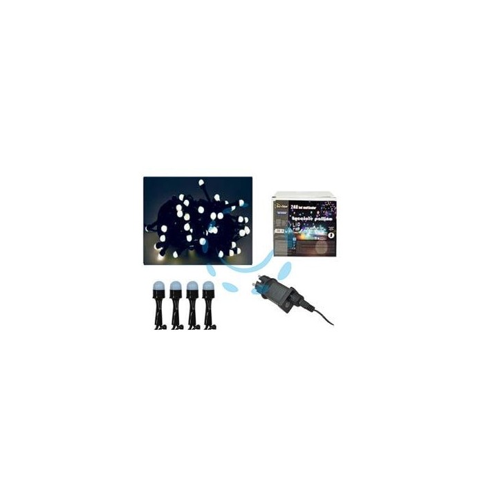 LUCCIOLE A LED BIANCO FREDDO PER USO INTERNO/ESTERNO CON GIOCO LUCI - 300 led - mt.12 + 5