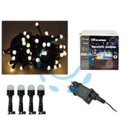 LUCCIOLE A LED BIANCO CALDO PER USO INTERNO/ESTERNO CON GIOCO LUCI - 100 led - mt.9 + 5