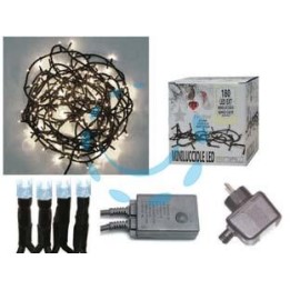 MINILUCCIOLE A LED BIANCO FREDDO PER ESTERNO CON GIOCO LUCI - 100 led - mt.5 + 4,95