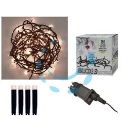 MINILUCCIOLE A LED BIANCO CALDO PER ESTERNO CON GIOCO LUCI - 100 led - mt.5 + 4,95