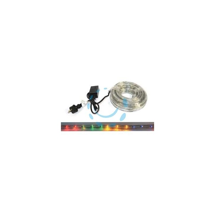 TUBO LUMINOSO 216 LED 3 VIE MULTICOLOR USO INT.EST. C/GIOCO LUCI MT.10 - mt.1 + 9 - 24 led/mt.