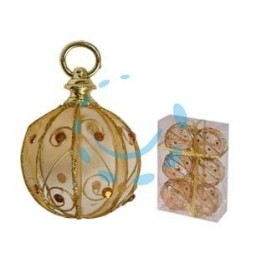 SFERE TONDE IN RETE COLORE ORO - ø mm.60 in conf. pz.6