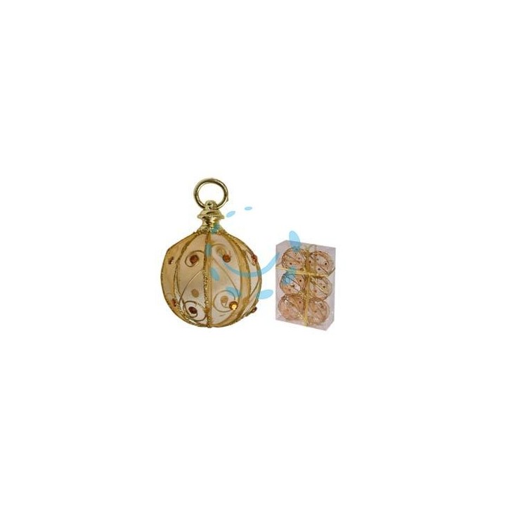SFERE TONDE IN RETE COLORE ORO - ø mm.60 in conf. pz.6