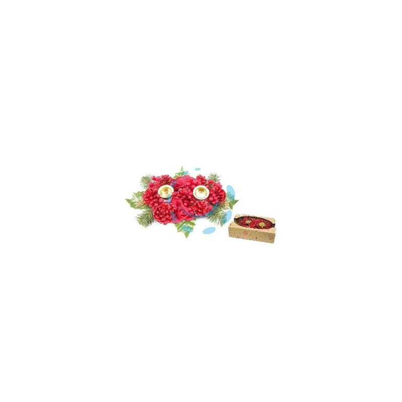 PORTA CANDELE A DUE POSTI COLORE ROSSO