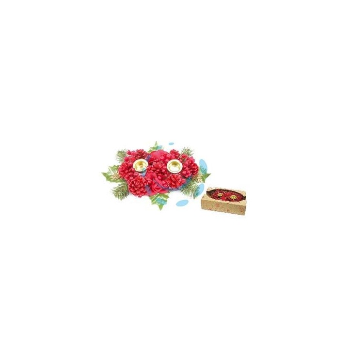 PORTA CANDELE A DUE POSTI COLORE ROSSO 