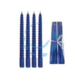 CANDELA DI CERA A TORTIGLIONE BLU - ø mm.21x250h.