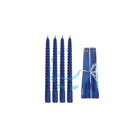 CANDELA DI CERA A TORTIGLIONE BLU