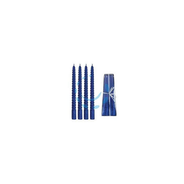 CANDELA DI CERA A TORTIGLIONE BLU - ø mm.21x250h.