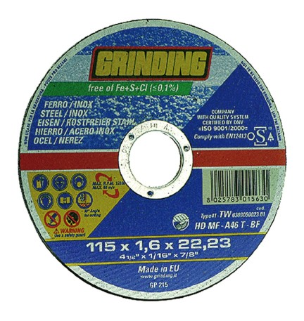 MOLA ABRASIVA PER INOX/FERRO ø 115 x 1,6 - box 100 pezzi